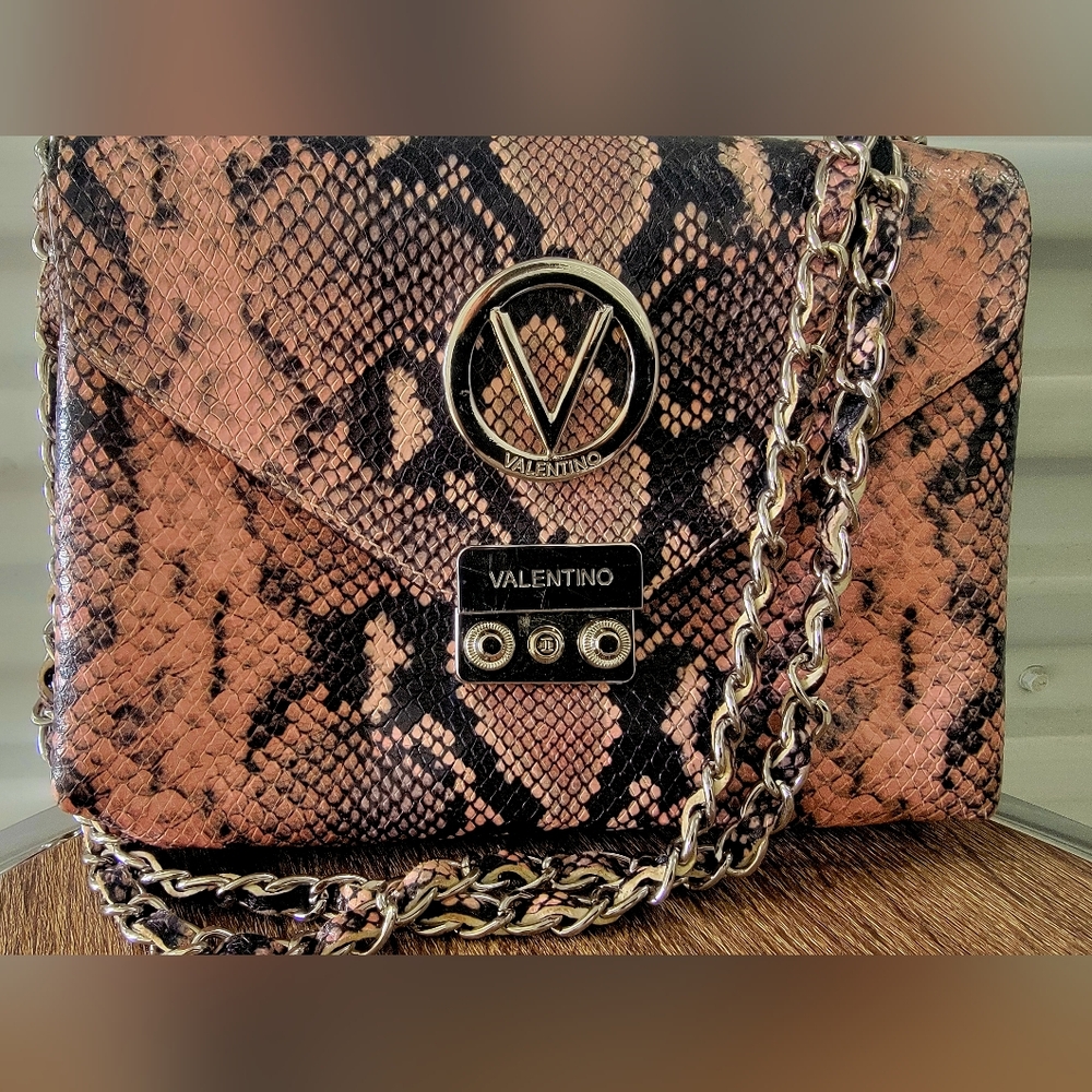 VALENTINO by Mario Valentino Poisson Python Print Shoulder Bag - Pink